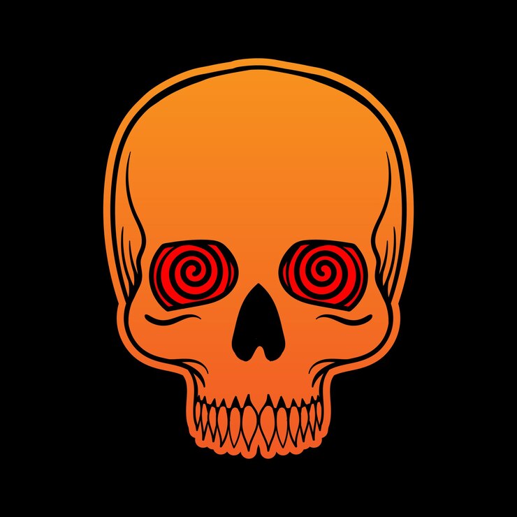 Vector cráneo colorido dibujado a mano para el cartel de la etiqueta engomada del tatuaje, etc. vector gratis