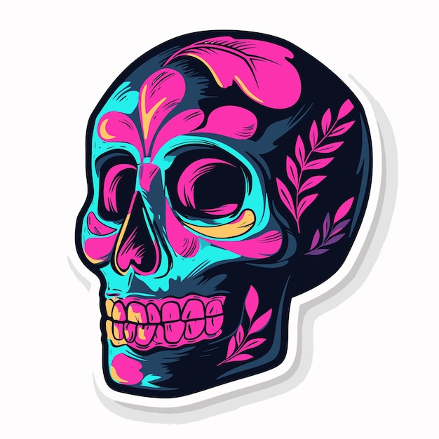 Cráneo colorido con temática de rosas del Día de los Muertos