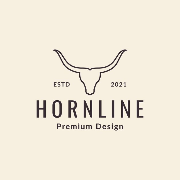 Cráneo cuerno largo hipster logotipo diseño vector gráfico símbolo icono signo ilustración idea creativa