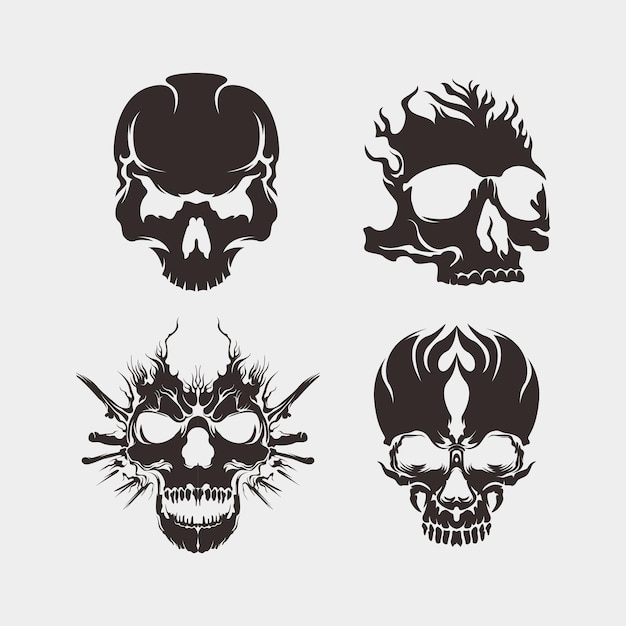 Cráneo cyberpunk colección conjunto elemento vector juego interfaz futurista cyborg pegatina tatuaje