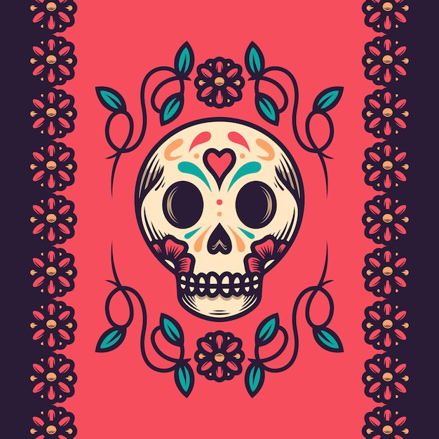 Cráneo dia de muertos ilustración