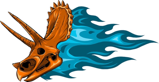 Cráneo de dinosaurio triceratops ilustración vectorial