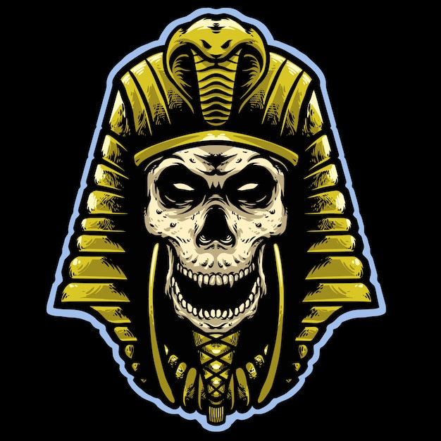 cráneo faraón con cabeza de casco dorado diseño de mascota diseño de logotipo