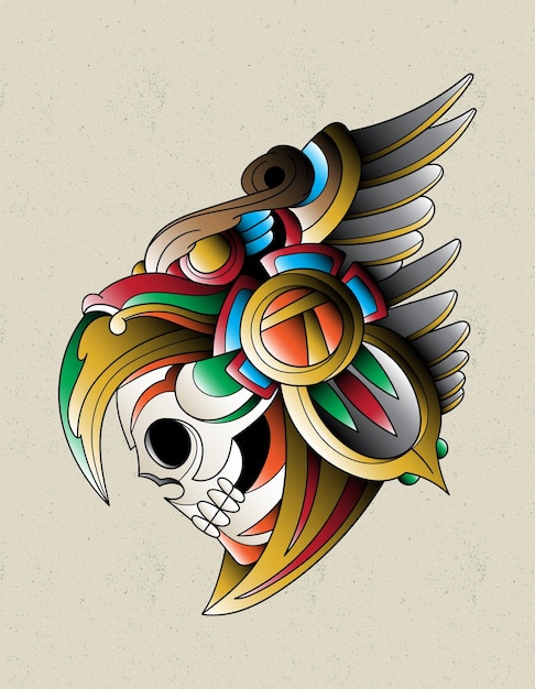 cráneo guerrero azteca águila