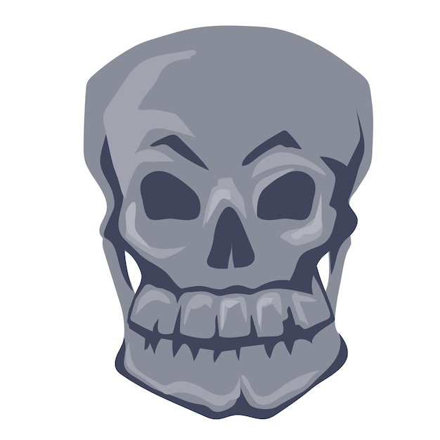 Cráneo humano espeluznante para tarjetas de Halloween e impresiones vector plano aislado