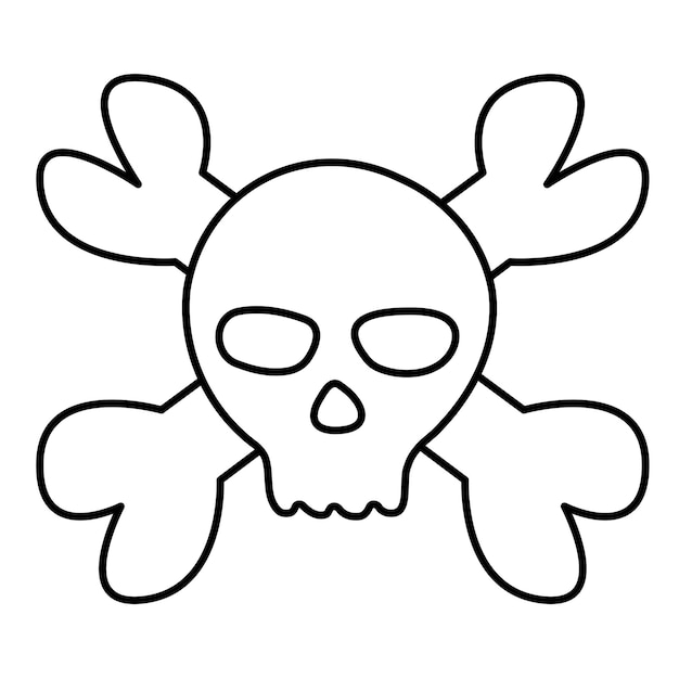 Cráneo humano y huesos cruzados aislados en fondo blanco Símbolo de la Muerte o Jolly Roger
