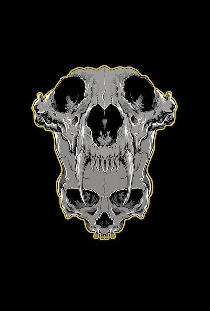 Cráneo con ilustración de vector de cráneo de lobo