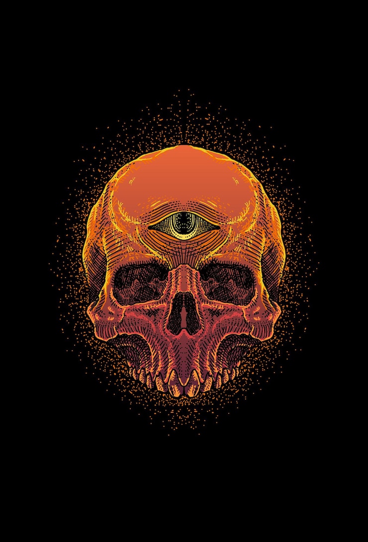 Vector cráneo con ilustración de vector de ojo