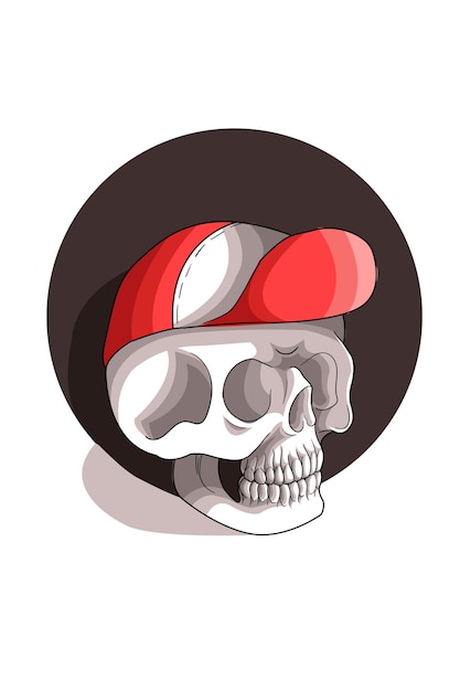 Cráneo con ilustración de vector de sombrero