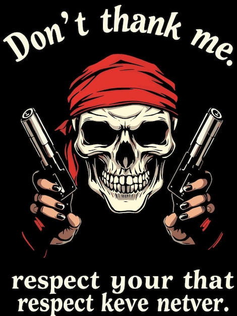 Un cráneo con una ilustración vectorial de arma