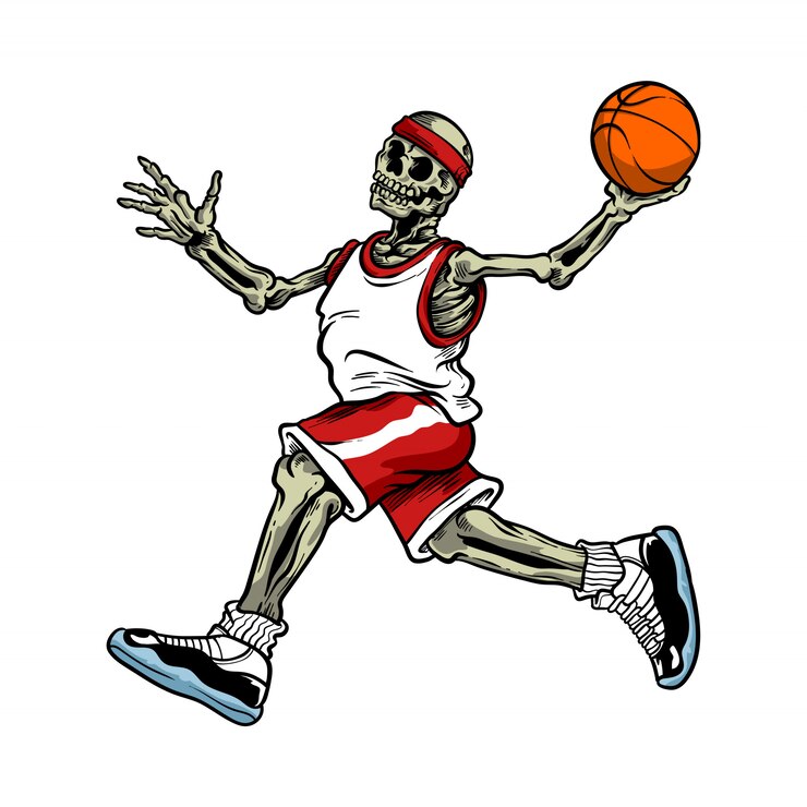 Vector cráneo jugando baloncesto