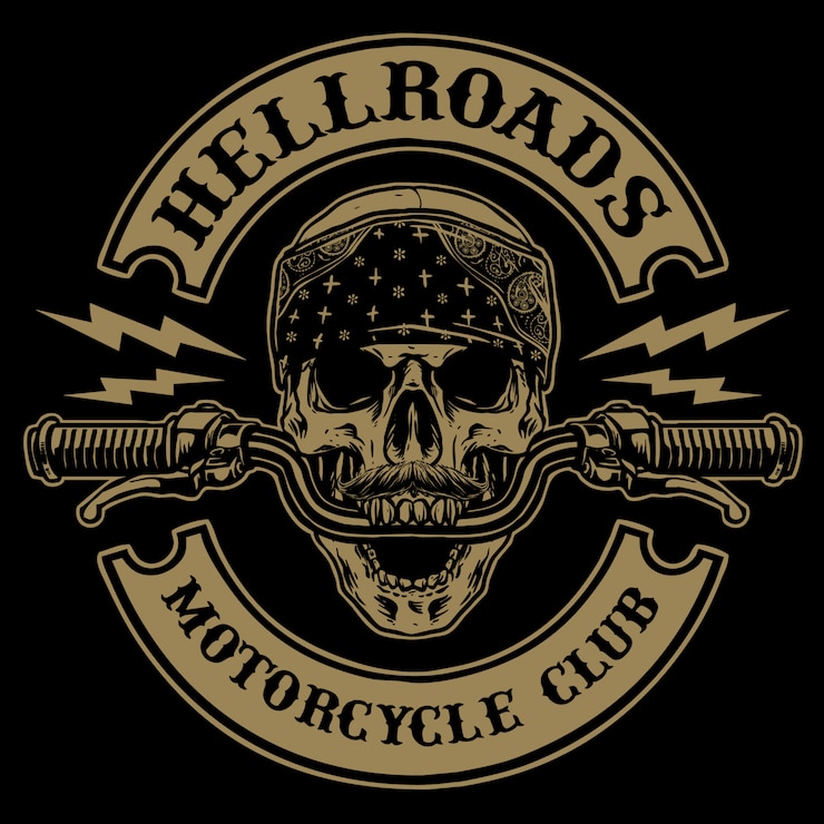 Vector cráneo con manillar de ilustración de motocicleta