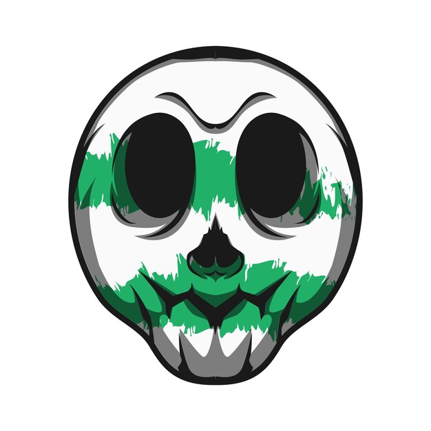 Cráneo de mascota con color de textura verde vector premium