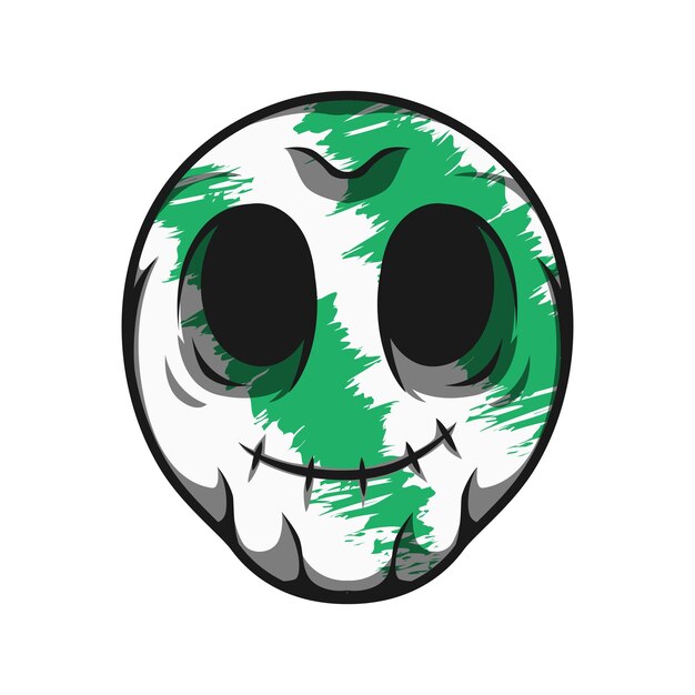 Cráneo de mascota con color de textura verde vector premium