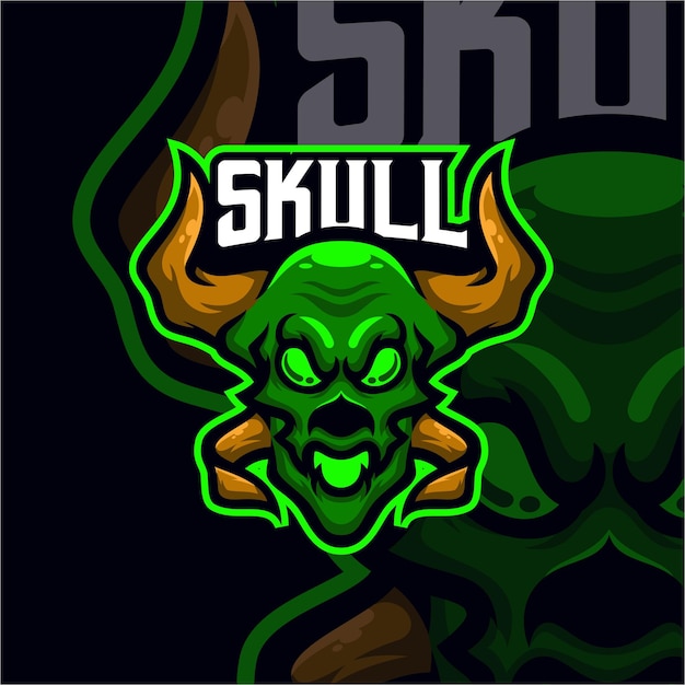 Cráneo mascota logo esport premium vector