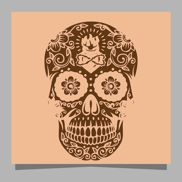 cráneo mexicano adecuado para tatuaje dibujado a mano en papel