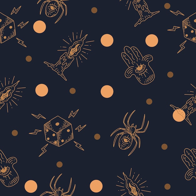 Cráneo muerto decoración de patrones sin fisuras al azar lite crema objeto fondo de pantalla con diseño azul muy oscuro