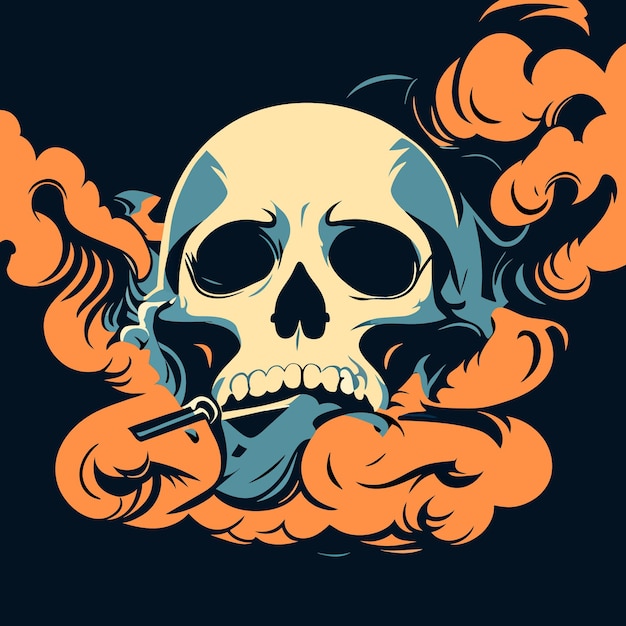 Vector cráneo en la nube de humo arte digital vectorial eps camiseta gráficos