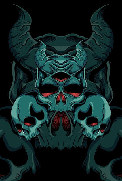 Cráneo con ojos de árbol ilustración vectorial