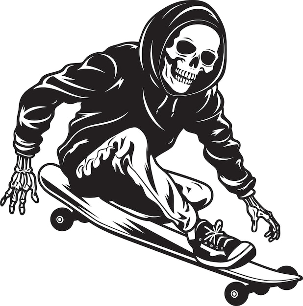 un cráneo y las palabras cráneo en un patineta