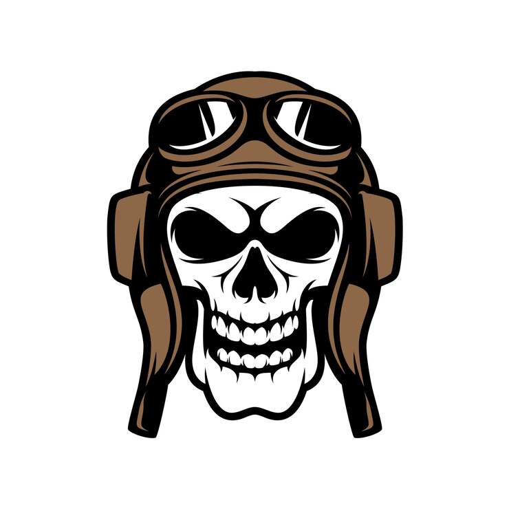 Vector cráneo piloto mascota logo diseño vector