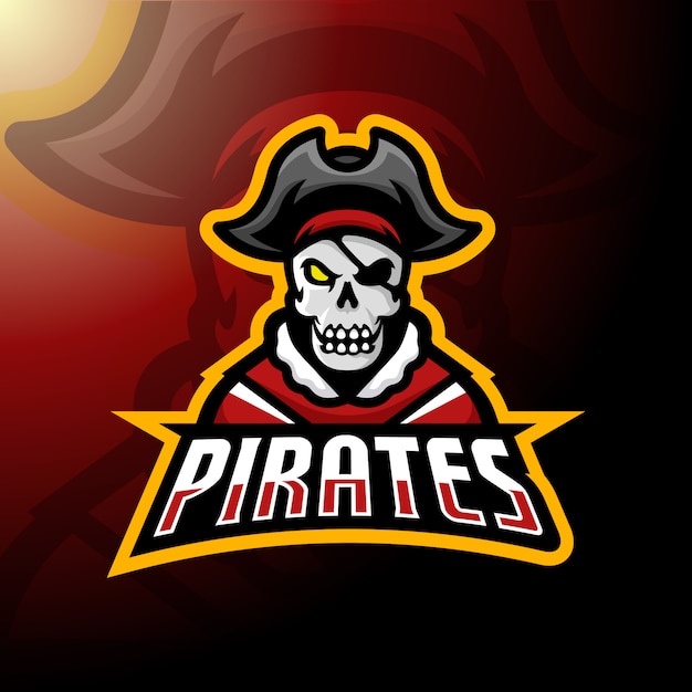 Cráneo pirata mascota logo.