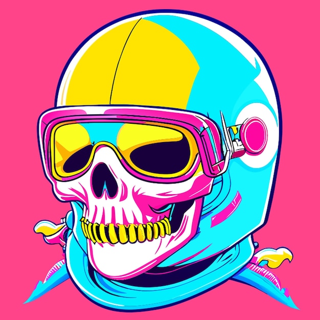 Vector cráneo de sangre raro cráneo de motociclista cool realista vector de cuerpo completo día de los muertos dibujo camiseta hd