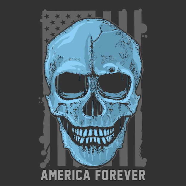 Cráneo simple grunge america usa bandera artículo vector