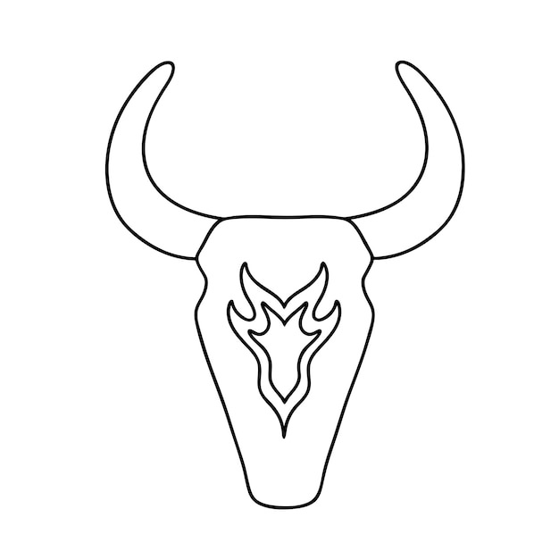 Cráneo de toro para logotipos de vaqueros y occidentales Ilustración de contorno vectorial