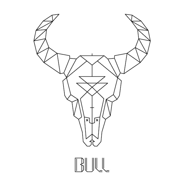Cráneo de toro, vector de cráneo de vaca estampado en camiseta