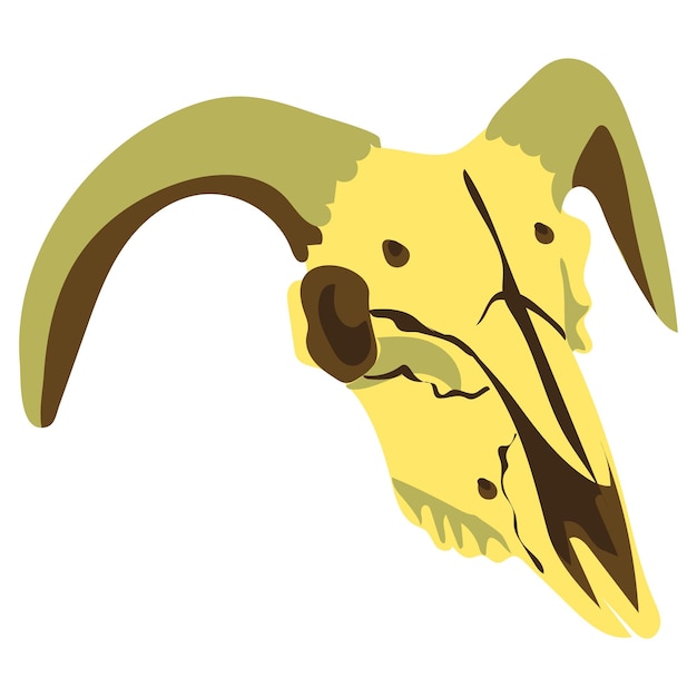 El cráneo de las vacas está de costado en color Ilustración vectorial tres tonos de marrón cráneo natural Halloween