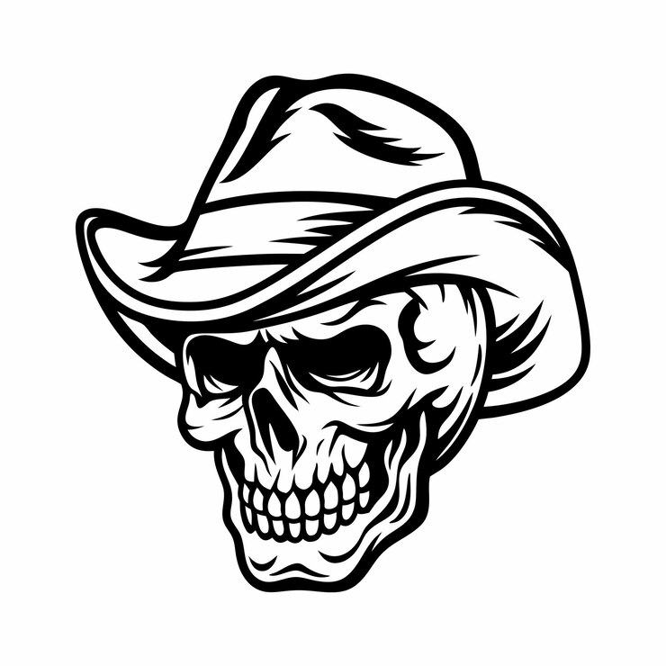 Vector cráneo con un vaquero tradicional