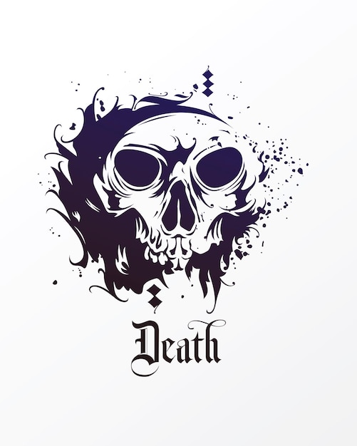 Cráneo de vector en estilo grunge. Diseño de tinta de ilustración de calavera