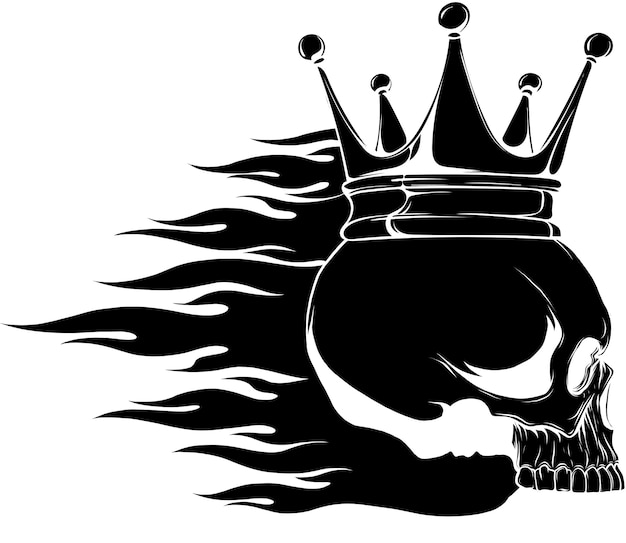cráneo vectorial con corona en fondo blanco