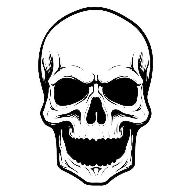 Cráneo vectorial con tatuaje de halloween y pegatinas de contorno negro