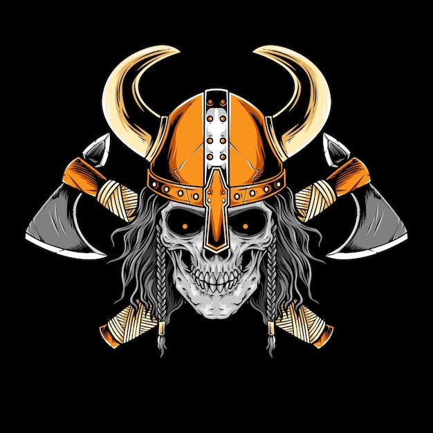Cráneo vikingo con ilustraciones vectoriales de armadura