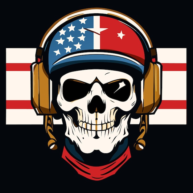 Cráneos aislados en la paleta de banderas estadounidenses