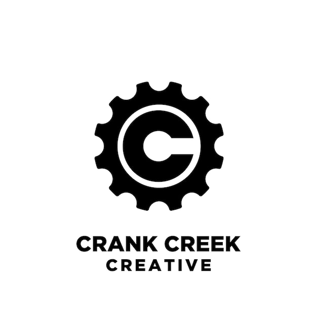 Crank creek ciclo bicicleta deportiva creativa con letra inicial c vector logo icono ilustración diseño