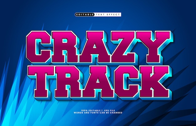 crazy track efecto de texto editable con un estilo de texto de velocidad y dibujos animados