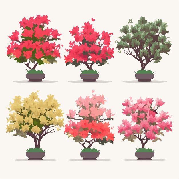 Vector crea un hermoso diseño con estos vectores de flores de azalea