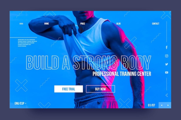 Vector crea tu plantilla de página de destino de body sport