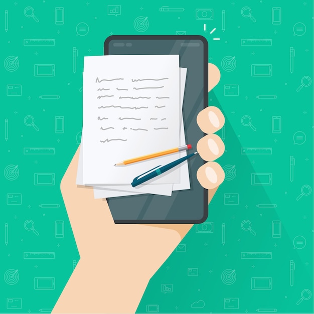 Creación de contenido narrativo o redacción de artículos en teléfonos móviles
