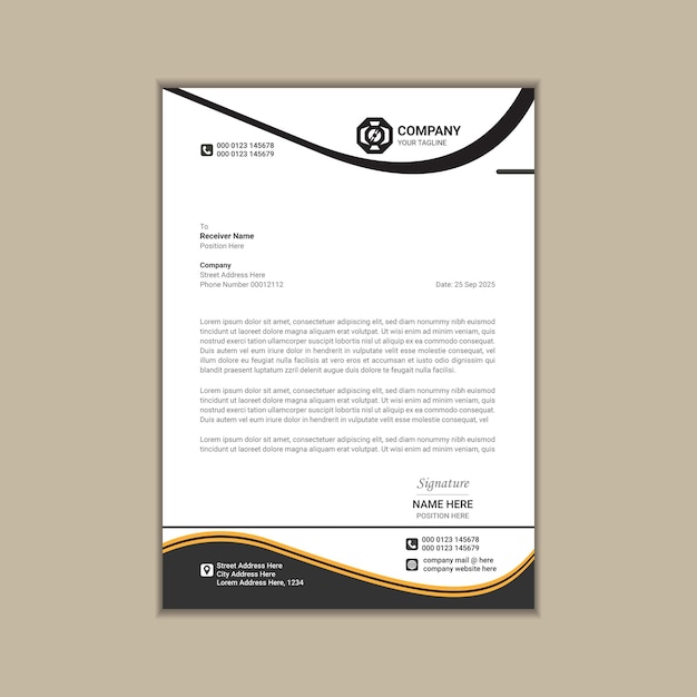 Creación de un membrete comercial corporativo A4 simple y limpio con diseño vectorial y sangrado