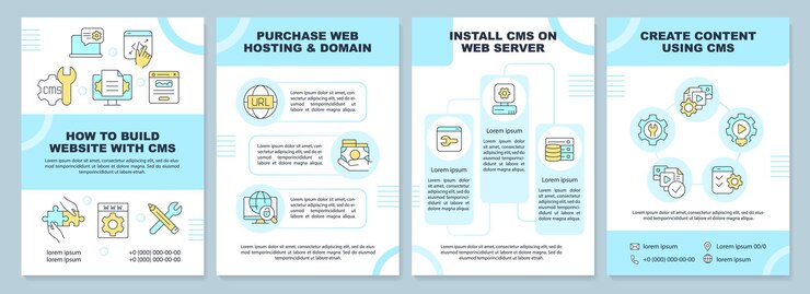 Vector creación de sitio web con plantilla de folleto cms turquesa