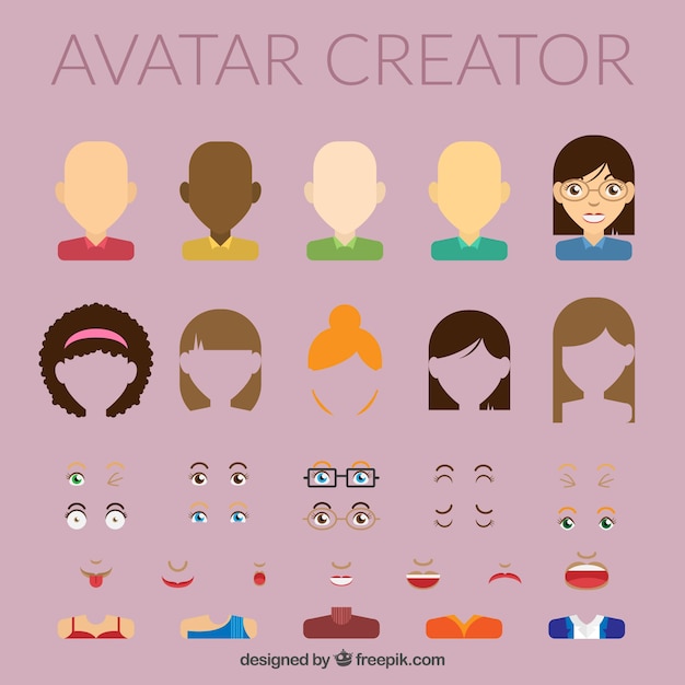 Vector creador de avatar femenino