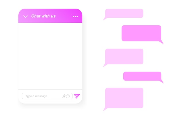 Vector creador de formularios de lifechat ventana vacía del bot de chat y burbujas de mensajes asistente virtual