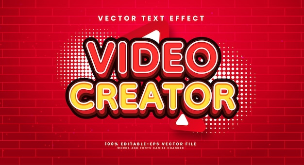 Vector creador de video efecto de estilo de texto editable efecto de texto vectorial con un estilo simple y minimalista con un estilo sencillo y minimalista para el contenido de video