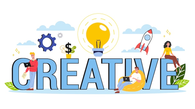 Crear concepto. Idea de pensamiento creativo e imaginación.
