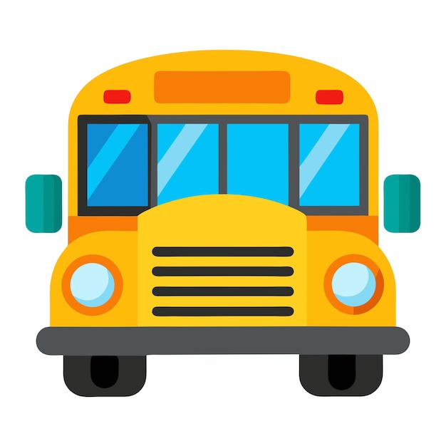 Crear una ilustración de arte vectorial de autobús escolar mínimo y simple fondo blanco