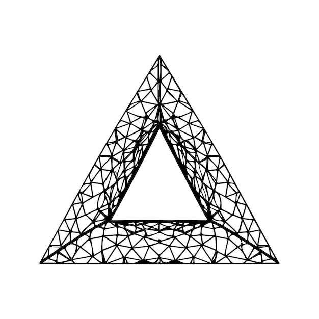Crear una ilustración de silueta de estilo vectorial una malla triangular colocada en un círculo